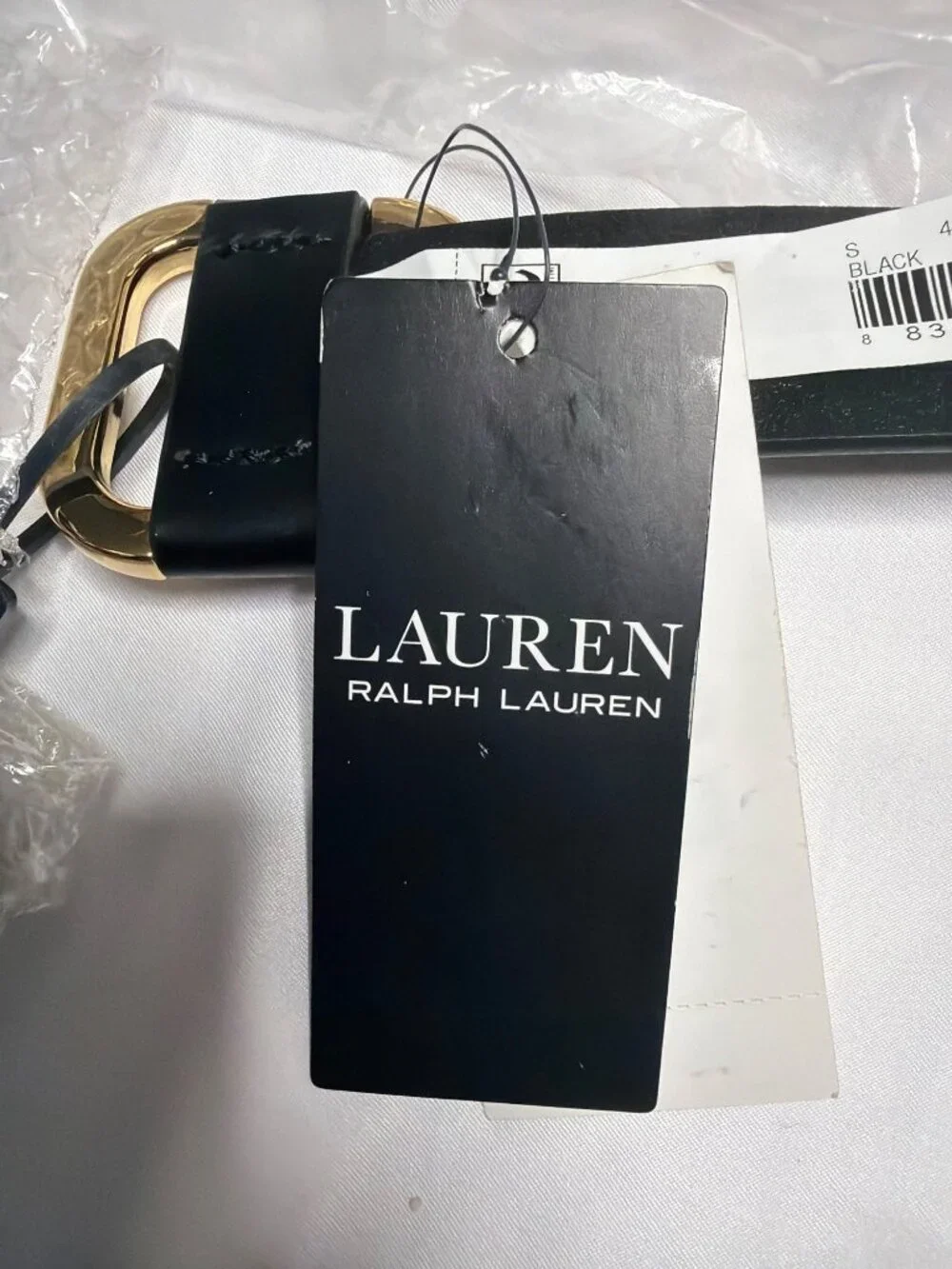 NWT Lauren Ralph Lauren Slide Buckle Leather Belt Black Size Small
